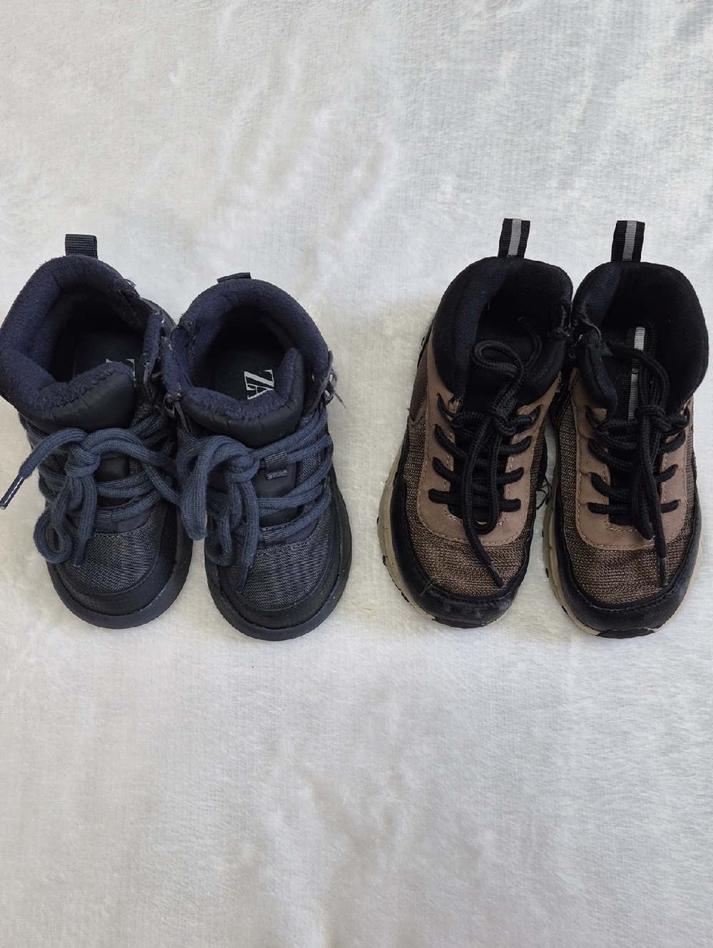 Lot Of 2 Zara Kids Navy Blue and Brown Lace-Up Sneakers